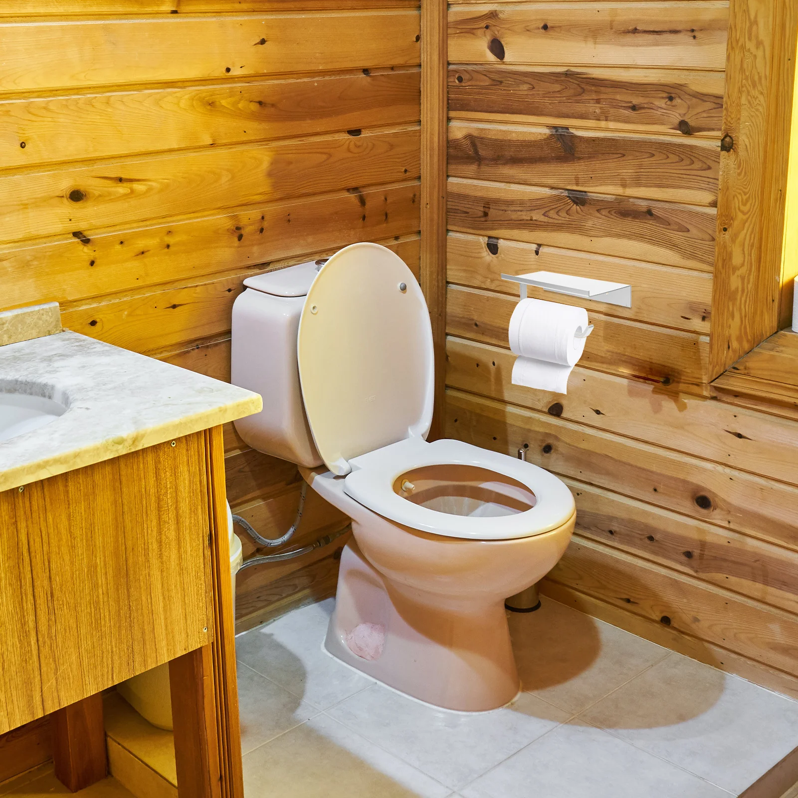 

Wall Mounted Toilet Paper Holder Thickened Aluminum Roll Paper Holder Shelf Bathroom Storage Organizer Toilet Tissue Storage Box