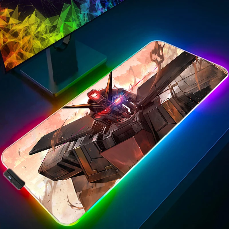 لوحة ماوس LED RGB تصميم غير قابلة للانزلاق حصيرة مكتبية للألعاب M-ميكانيكية W-warrior G-gundam ملحقات حواف مخيطة للوحة الماوس المنزلية #2