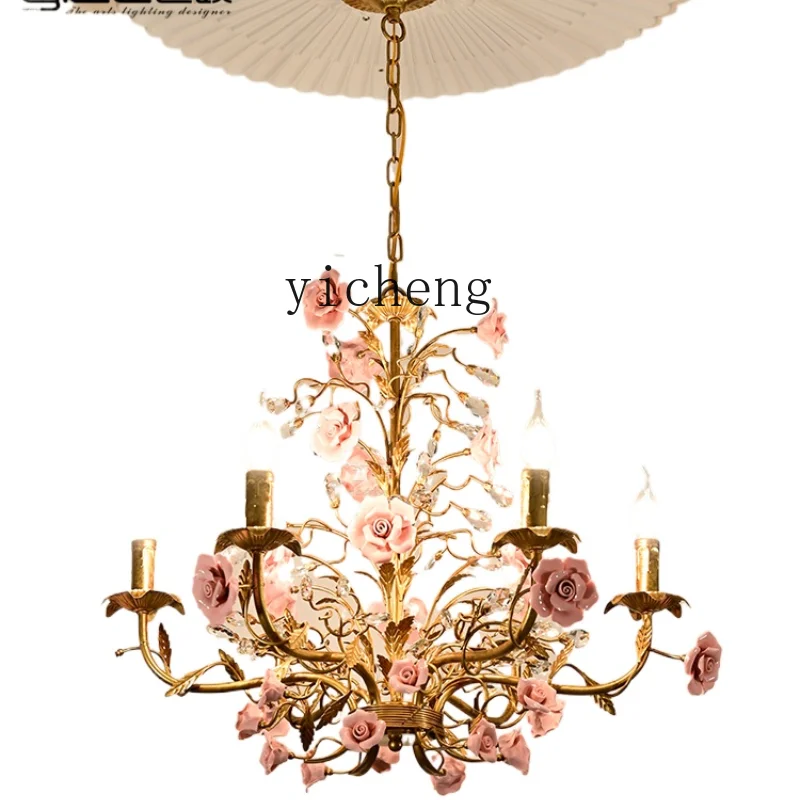 

ZK Retro Idyllic Chandelier Rose Clothing Store Guest Restaurant Candle Light Children's Room Bedroom Light