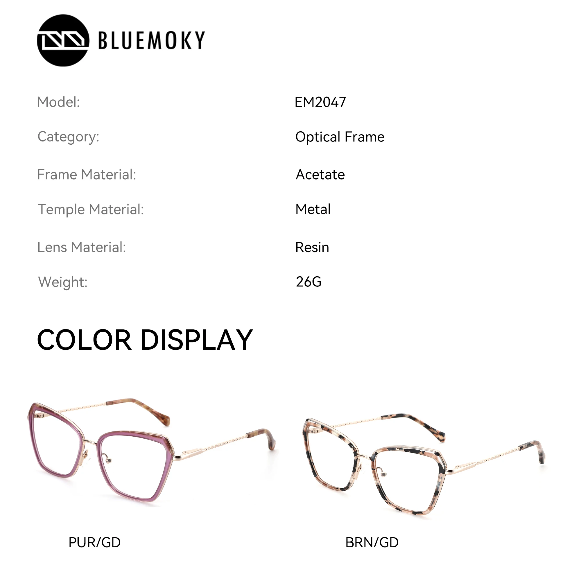 BLUEMOKY M Size Acetate&Metal Butterfly Graduated Photochromic Multifocal Glasses Myopia/Hyperopia Lenses Woman - Image 4