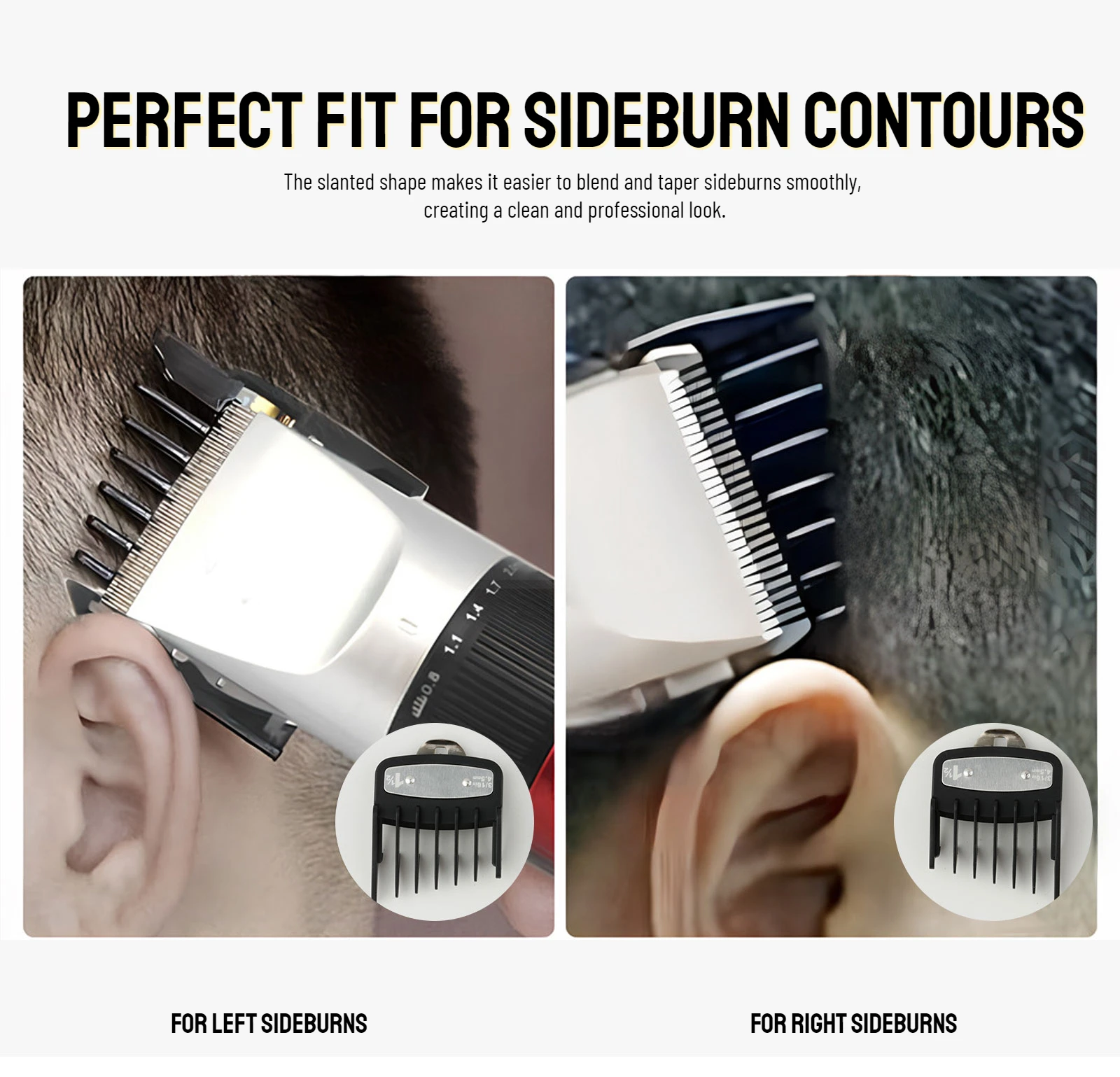 2 Stücke Professionelle Koteletten Friseur Haarschnitt Führungskamm Haarschneidemaschine Grenzkämme Trimmer Wachen Befestigung Styling Werkzeuge 3mm/4,5mm – Detail 13