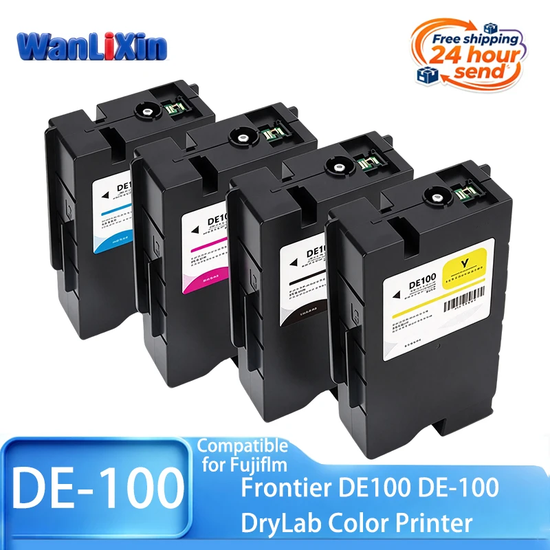 1SET DE100 DE-100 DE 100 Ink Cartridge with Dye Ink with One Time Chip Compatible For Fujifilm DE-100 DE100 DryLab color Printer