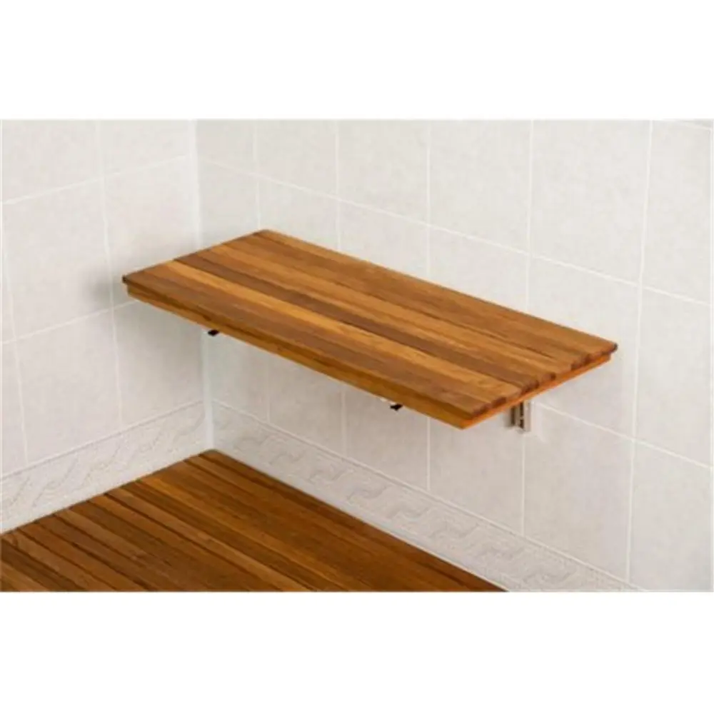 

Compact Teak Shower Bench for Home - Wall-Mounted, Durable & Space-Efficient for Bathrooms, Steam Rooms, and Saunas