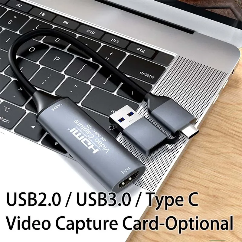 

Type C USB 2.0 3.0 Video Capture Card 4KP30 1080P60 HDMI Video Grabber Game Recording Live Streaming Box for PS4 Xbox Camera PC