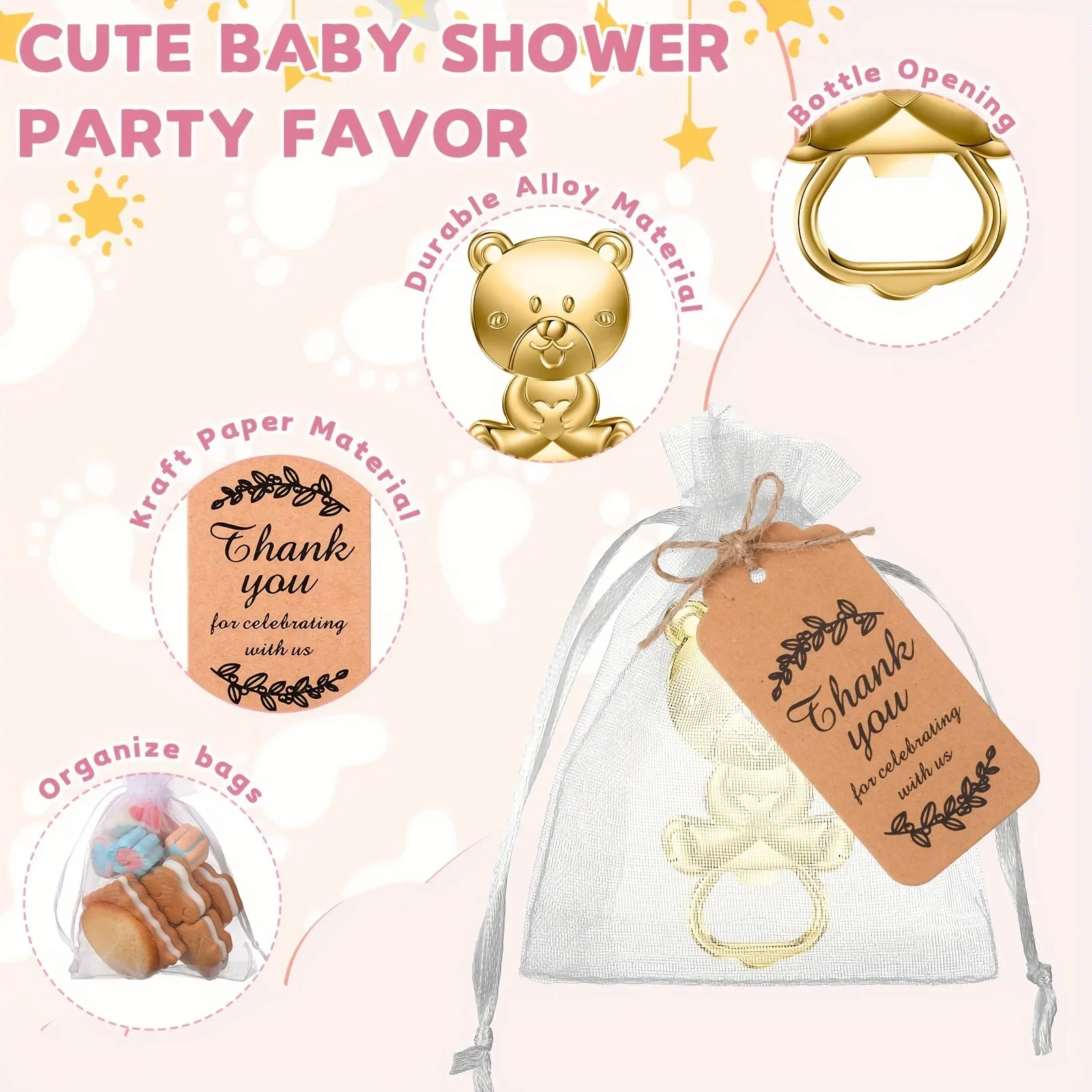 20 Stück/5 Sets Bärenförmiger Flaschenöffner für Partys, DIY-Geschenke und Hanfseile – geeignet für Geburtstage, Halloween und Hochzeiten – Detail 4