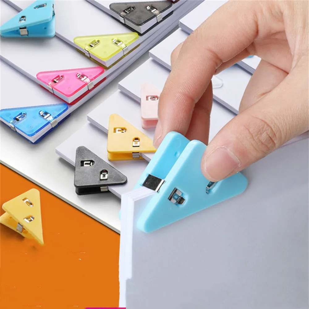 Multicolor Solid Color Mini Corner Clip Clear and Page Clips Paper Clip Students Clip File Index Photo Office School Supplies