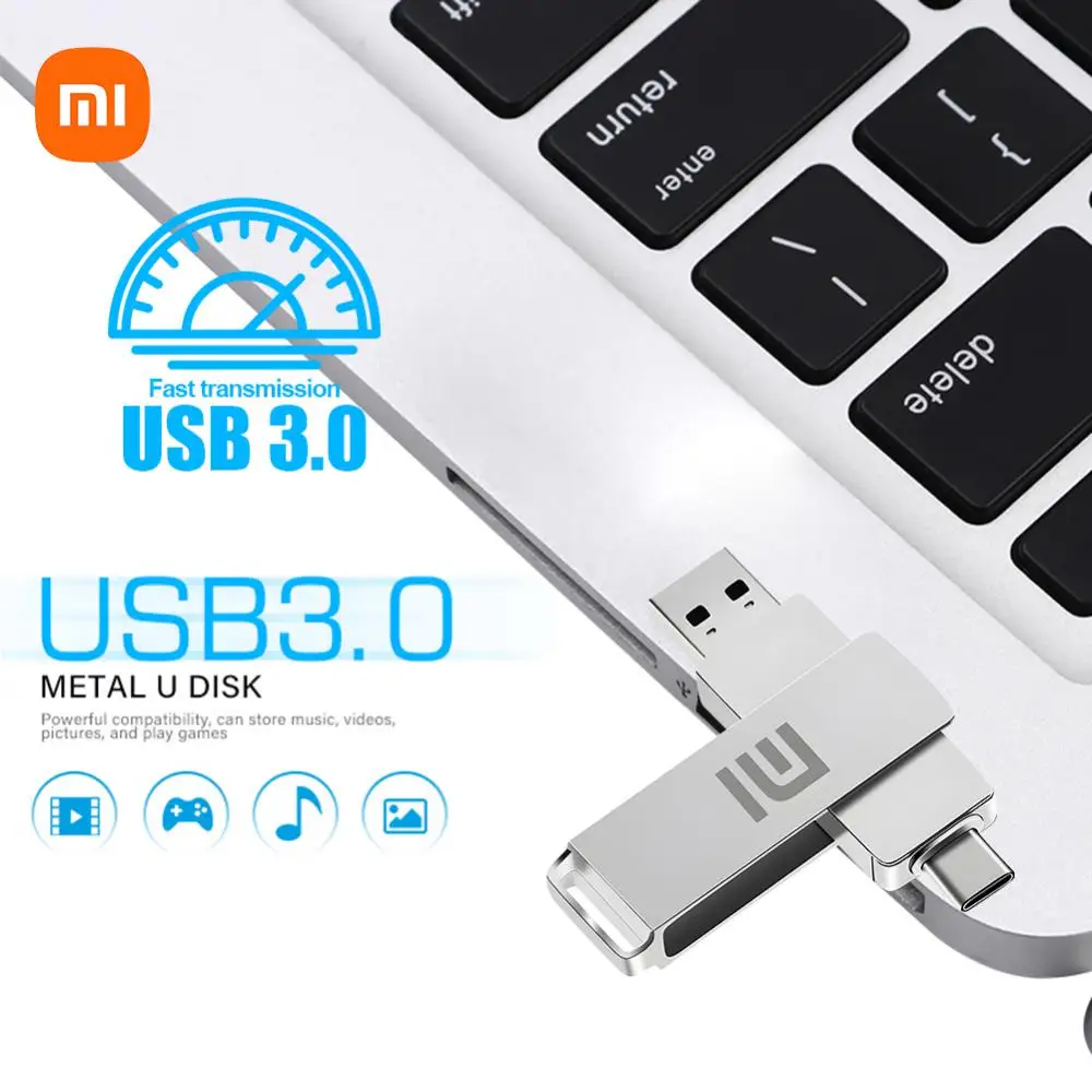 Xiaomi 1TB 2TB 3 in 1 Dual Flash Drive High Speed Pen Drive OTG Type C USB A Dual Lightning PenDrive for MacBook Android phone