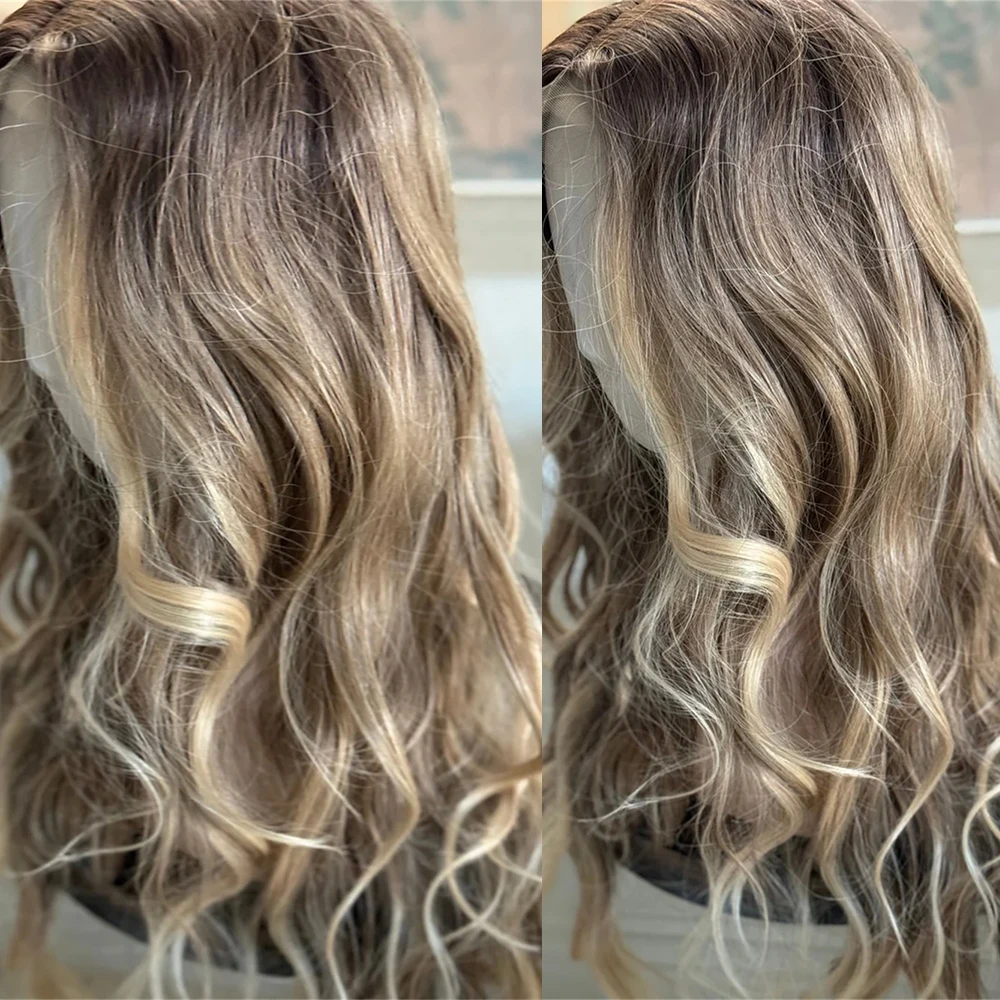 26 Inch Ombre Blonde Lace Front Wig Long Wavy Heat Resistant Synthetic Hair Original Factory Cheap Wigs Party Cosplay Women Wig