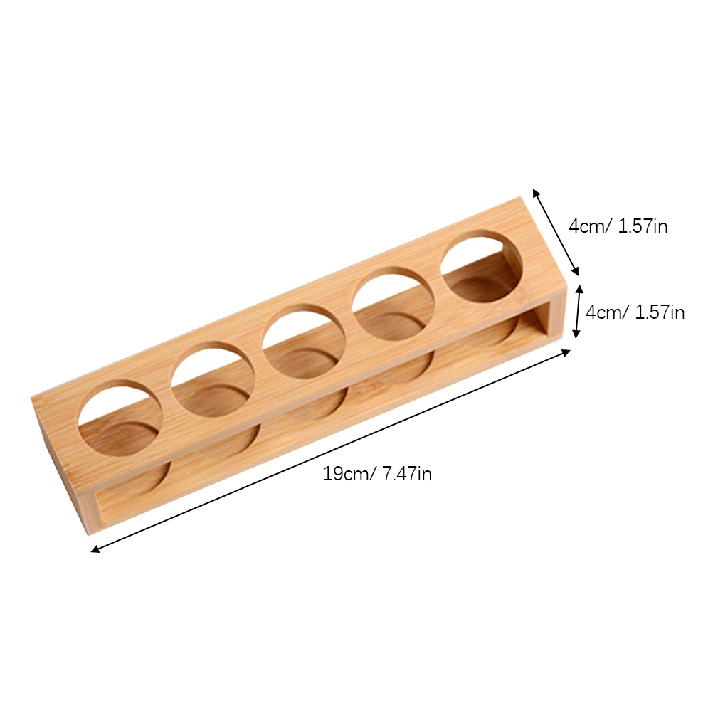 

Essential Oil Storage Rack Bamboo Organizer 5 Holes Portable Perfume Bottle Holder Durable Long Term Use Safe Practical