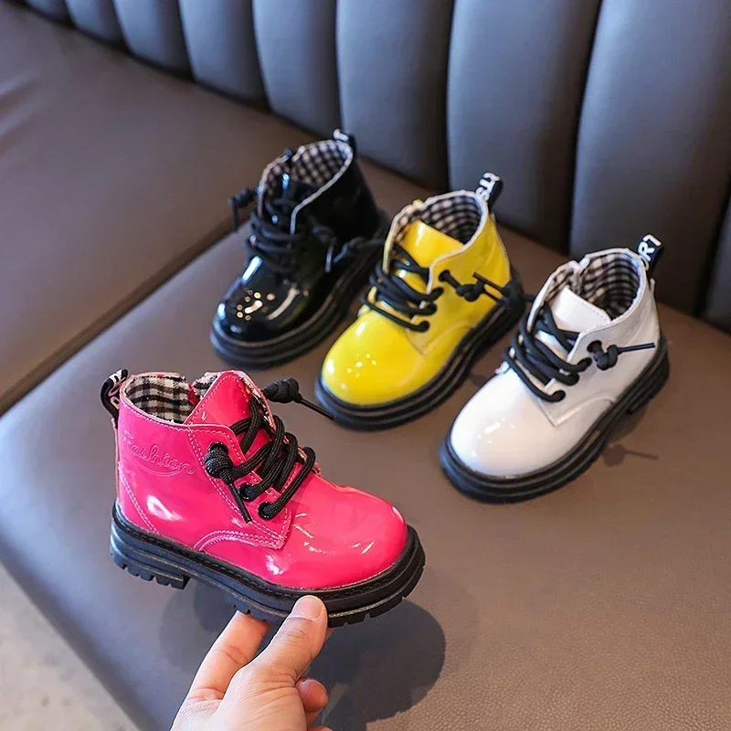 

New Children Shoes Boots for Children Size 21-30 Boots for Girl PU Leather Waterproof Winter Kids Snow Shoes Girls Boots