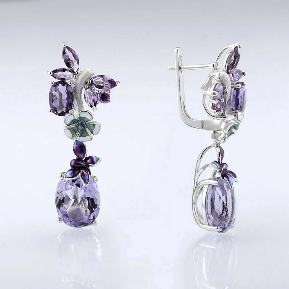 Romantic Purple Butterfly Earrings Women Vintage Party Elegant Female Accessories Fine Anniversary Gift New Drop Earrings