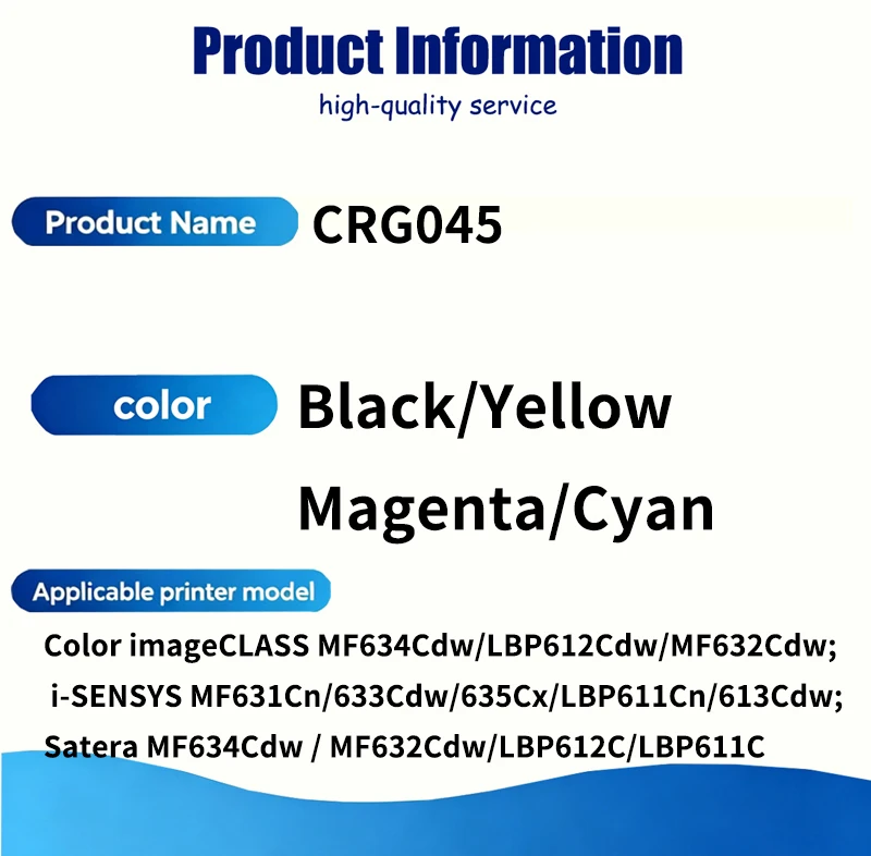 CRG045 CRG-045 Toner Cartridge Compatible For Canon Color imageCLASS MF634Cdw MF632Cdw LBP612Cdw iSENSYS MF631Cn Satera MF634Cdw
