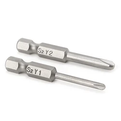 2 Pcs 50mm Magnetic 1/4'' Hex Shank Tri-wing Y Tip for Head Screwdriver Bits Set