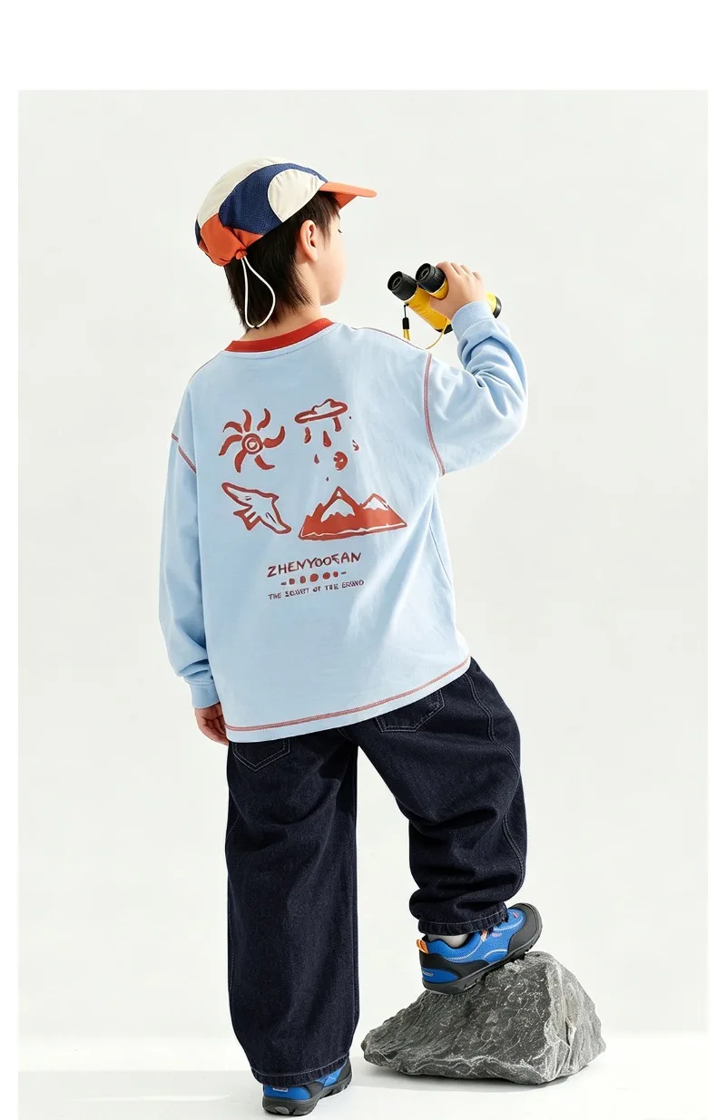 4-14 Jahre Jungen-Jeans UNITIM Herbst Kinder Jungen Trendige Denim-Hose Lose Elastische Taille Junge Teenager Jungen Gerade Hose Junior-Hose – Detail 15
