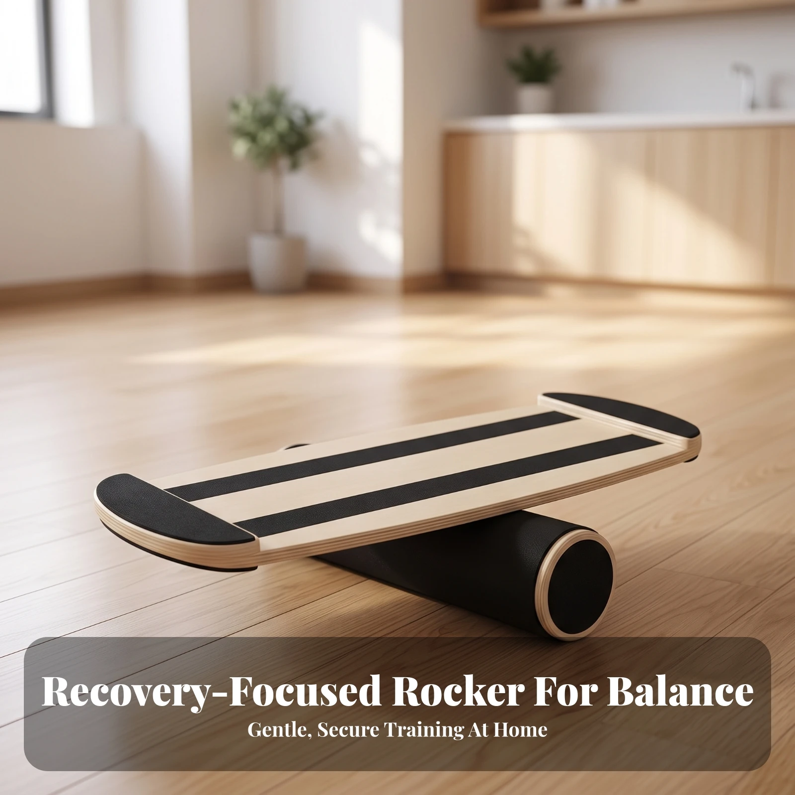 Wooden Balance Training Board Robust Wooden Balance Board with Roller Stability Board with Roller Compact for Athletes, Home Gym