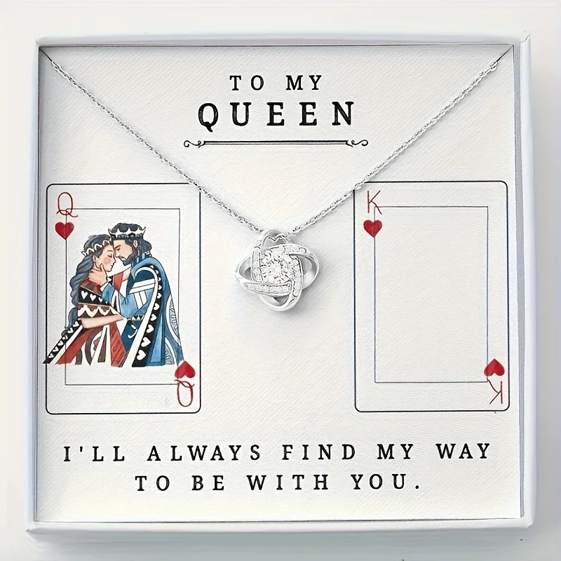 To My Wonderful Wife Queen Knot Love Necklace With Message Card And Gift Box