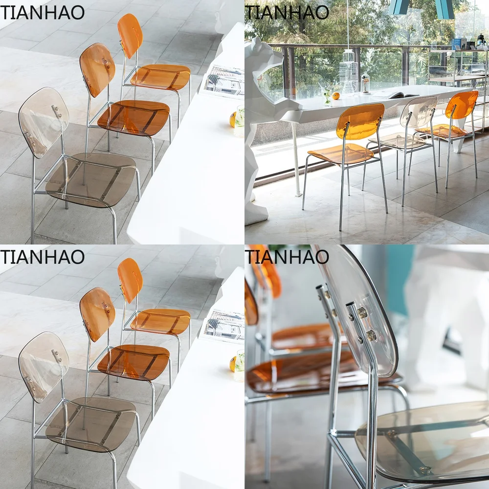 Nordic Transparent Dining Chair Modern Minimalist Acrylic Backrest Chair for Home Office Makeup Tea and Meeting
