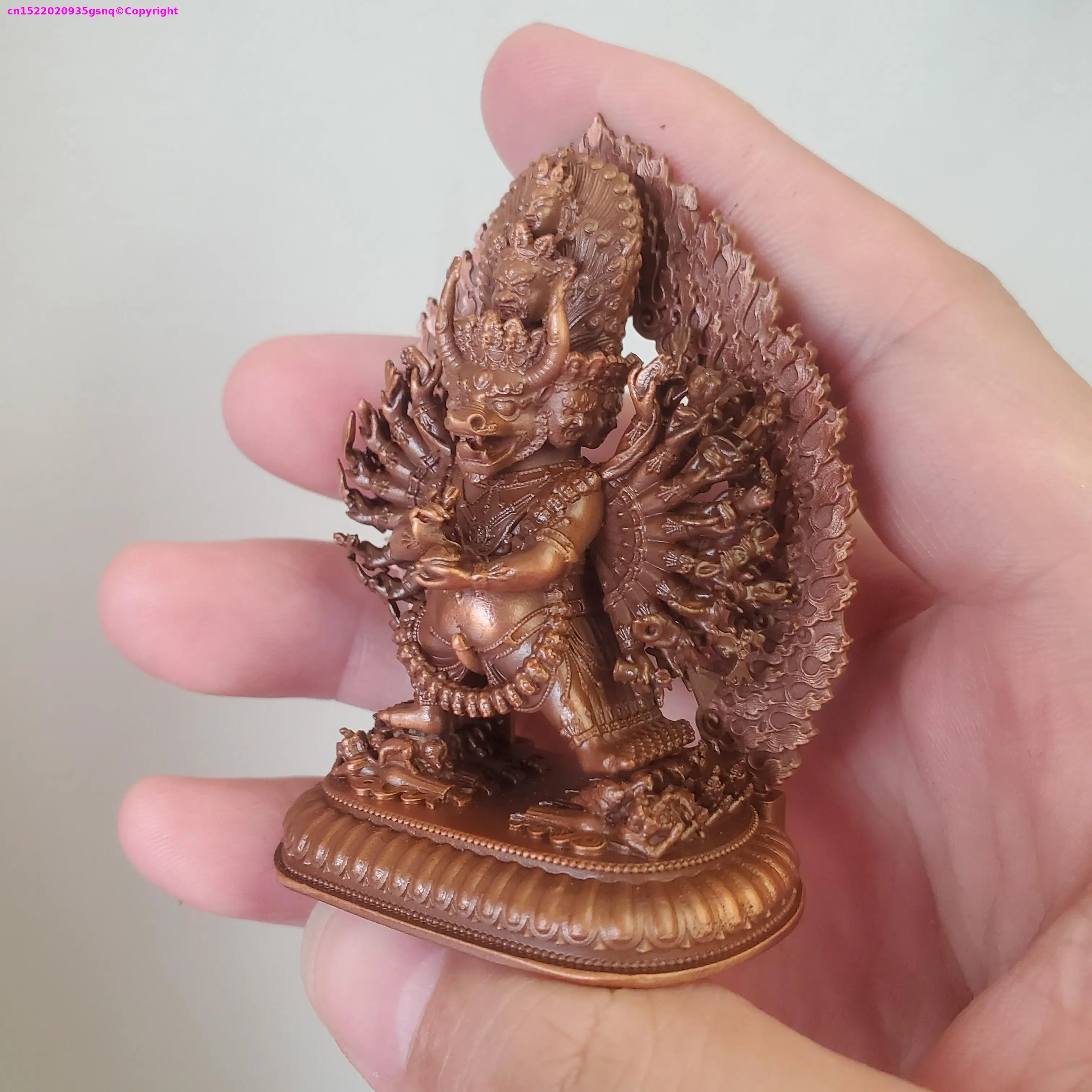 Copper carving Exquisite Small Buddha statue Vajrabhairava Yamantaka Vajra Deity Buddhist altar tibetan family monk worship