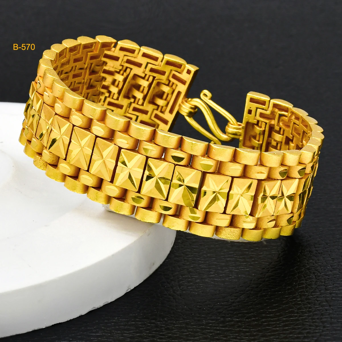 ANIID African 24K Gold Plated Chain Bracelets Party Jewelry For Men Dubai Arab Wedding Bracelets Dubai Hand Jewellery Accessory