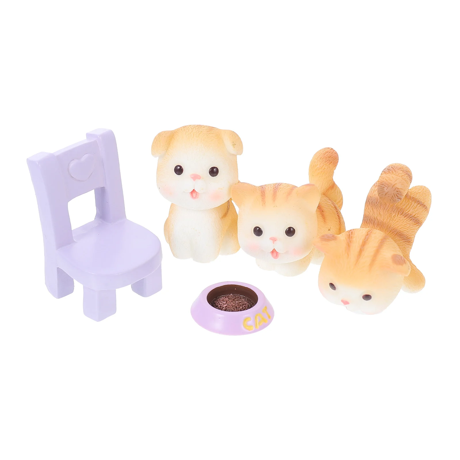 

1 Set Of Creative Cat Craft Statues Cartoon Kitten Figurines Desktop Garden Resin Decorations Lifelike Kitten Statues Adorable