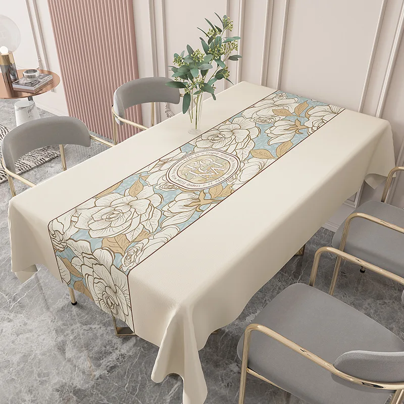 Nordic Geometric Flower Rectangle Tablecloth Kitchen Dining Table Decorations Waterproof Fabric Table Covers Holiday Party Decor