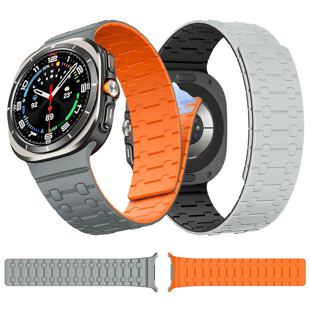 Magnetisches Silikonarmband ohne Lücken für Samsung Galaxy Watch Ultra 47mm, austauschbares Armband für Galaxy Watch Ultra 2025 47mm