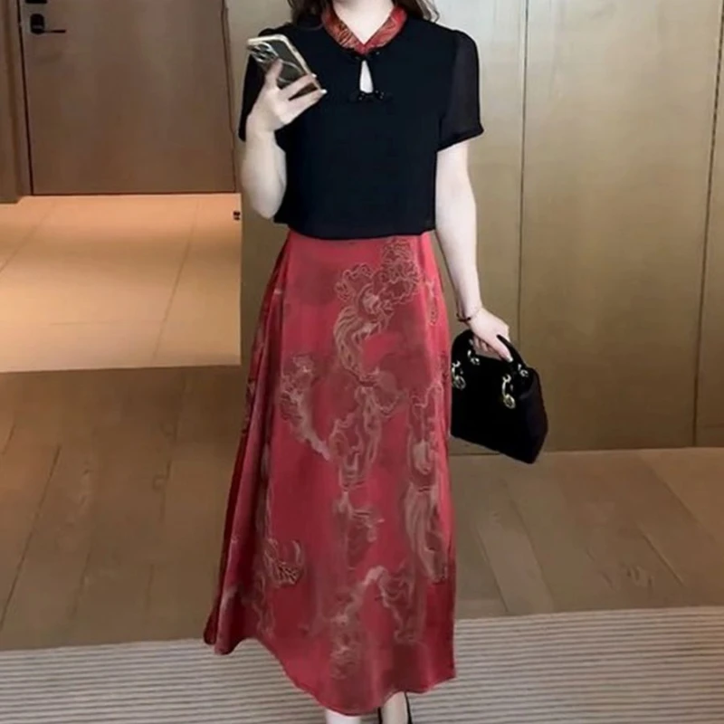 Elegante vestido de verano con que cubre el vientre para mujer con elegancia francesa y efecto adelgazante