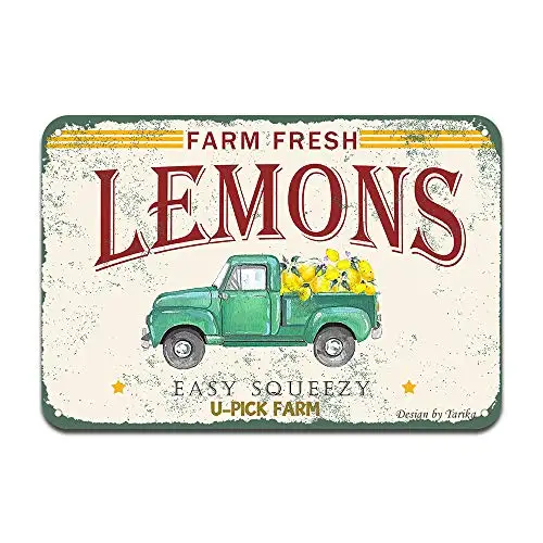 Farm Fresh Lemons Easy Squeezy Vintage Green Truck Iron Poster Painting Tin Sign Vintage Wall Decor for Cafe Bar Pub Home Beer