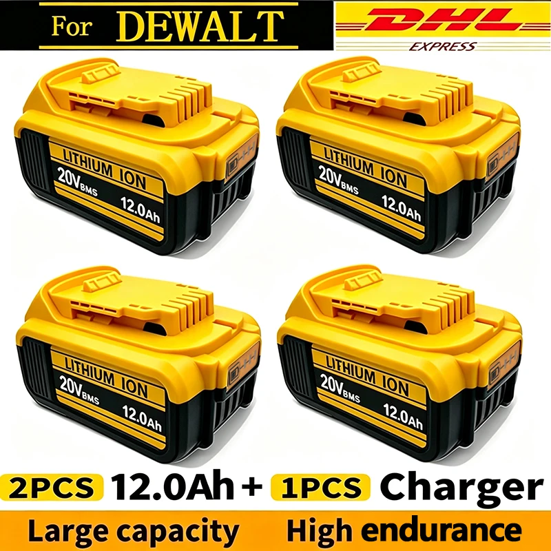 for Dewalt 20V Battery,3AH-12AH Rechargeable Lithium Ion Battery, for Dewalt DCB200 DCB205 DCB206 Power Tool Replacement Battery