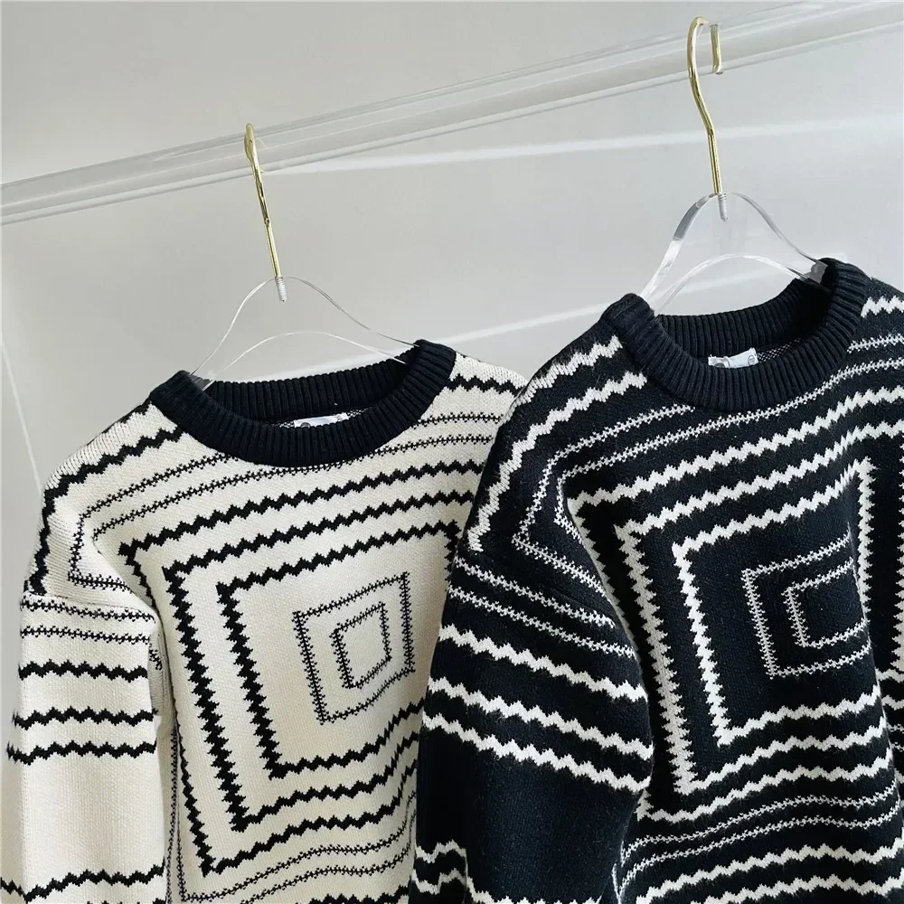 ملابس شتوية دافئة بنمط هندسي للأولاد 2021 سترة عصرية للأطفال ملابس علوية للفتيات المراهقات ملابس أطفال #3