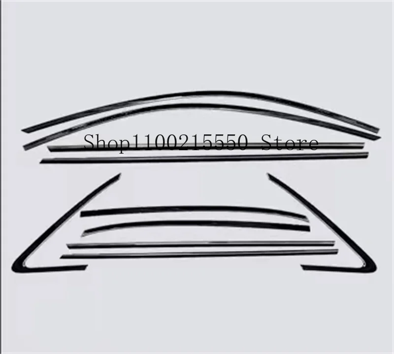 For Audi A6L 2019-2024 Black Knight  Full Window Sill Door Frame Center Pillars Molding Trims Cover