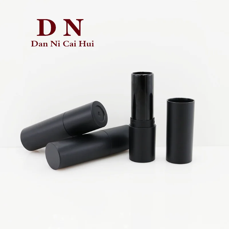 Plastic Black Matte Lip Stick Tube Cosmetic Lipstick Empty Packaging Container Caliber 12.1mm lip gloss tubes Make Tool