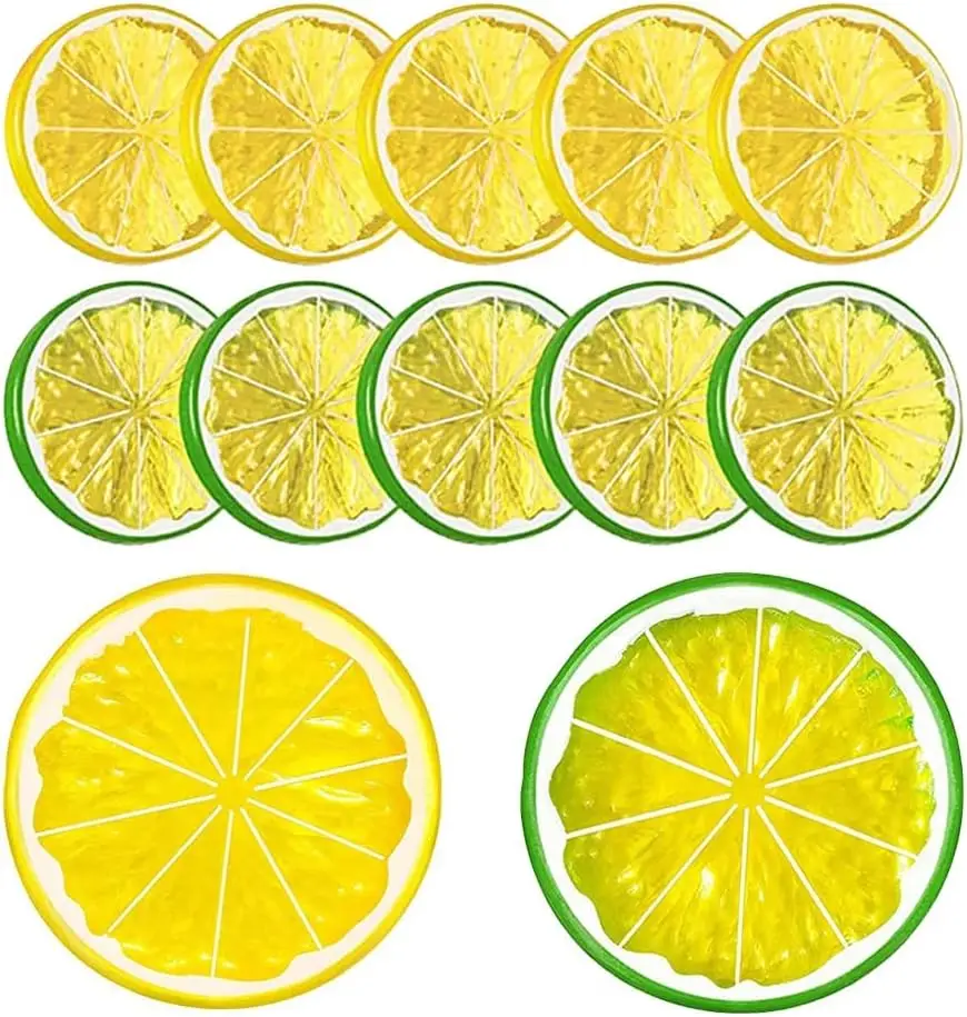 

10 pcs Fake Lemon Slice Artificial Fruit Highly Simulation Lifelike Model for Home Party Decoration Yellow Green