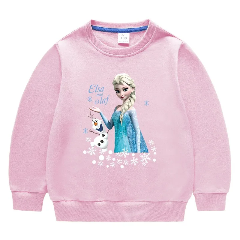 Disney Quality Cotton Tee Shirt Girl Clothing for Children T-shirt Pink Girls Long Sleeve Kids Tops Bluey Frozen Elsa Clothes