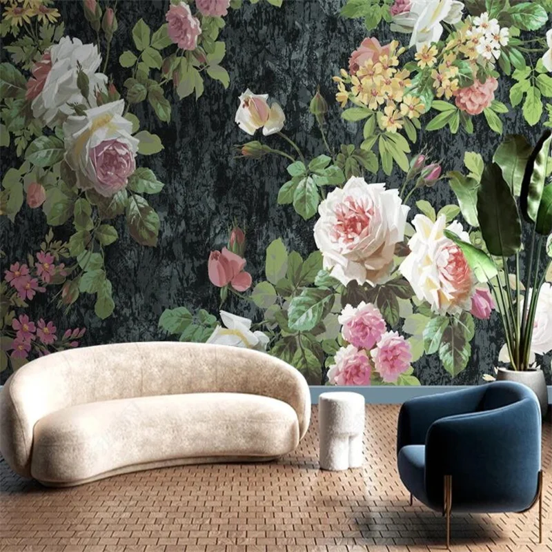 

American Pastoral Flower Custom Mural Hand-painted Rose Home Decorn Photo Wallpaper Bedroom Decor 3D Wall Paper papel tapiz