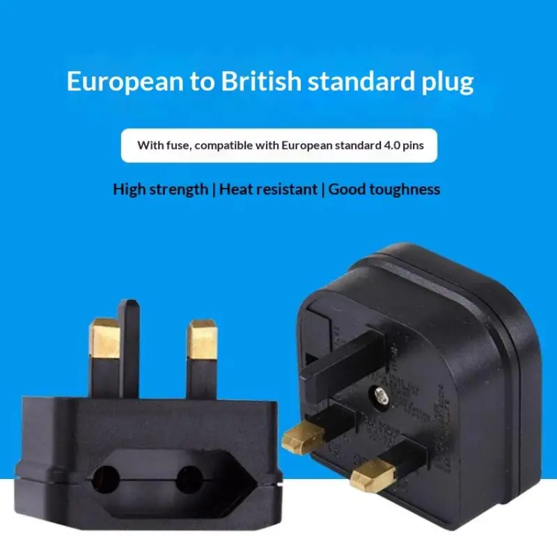 Adaptador de Tomada de Viagem Europeu (Euro) de 2 Pinos para Reino Unido (UK) de 3 Pinos - Carregador e Conversor de Energia