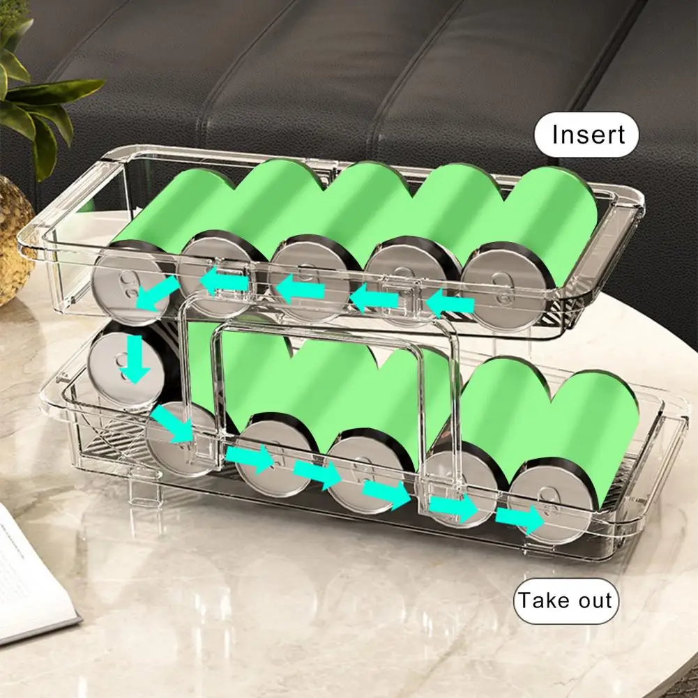 

Refrigerator Beverage Can Storage Rack Soda Can Organizer Easy Access Transparent Two-Tier Design Beverage Can Holder Drink Orga