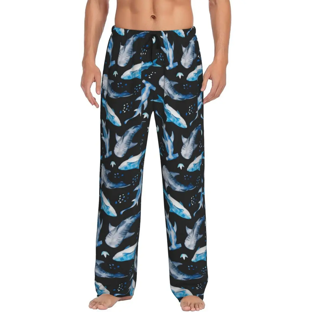 

Custom Shark Pajama Pants Sleepwear for Men Elastic Waistband Cute Animal Sleep Lounge Bottoms with Pockets