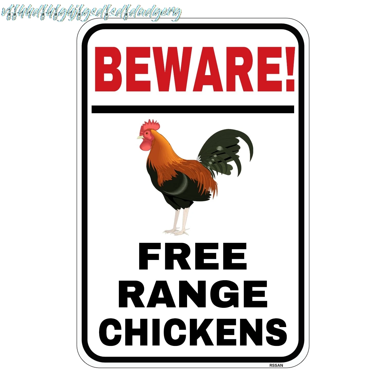 Beware Free Range Chickens Metal Wall Sign Metal Plaque Funny Tin Sign 8x12 sign