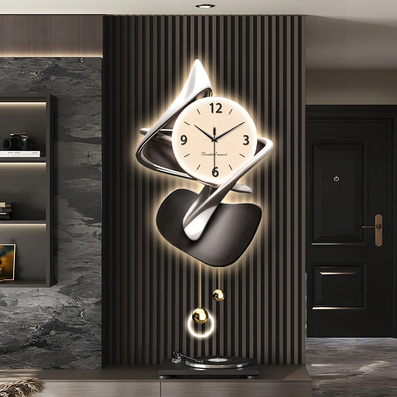 Silent Creative Clock Wall Xenomorph Simple Luxury Interior Art Mural Wall Clocks Metal Wall Art Led Horloge Home Decoration