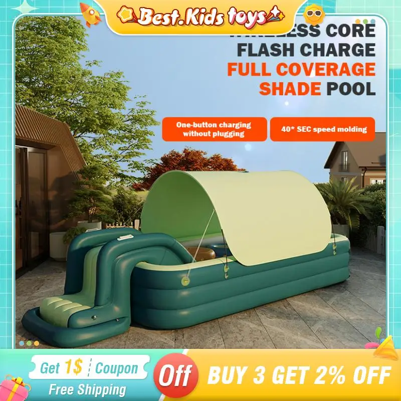 

Большой семейный надувной бассейн с навесом, детский козырек от солнца, складной бассейн, детский открытый домашний двор, сад, водные игрушки