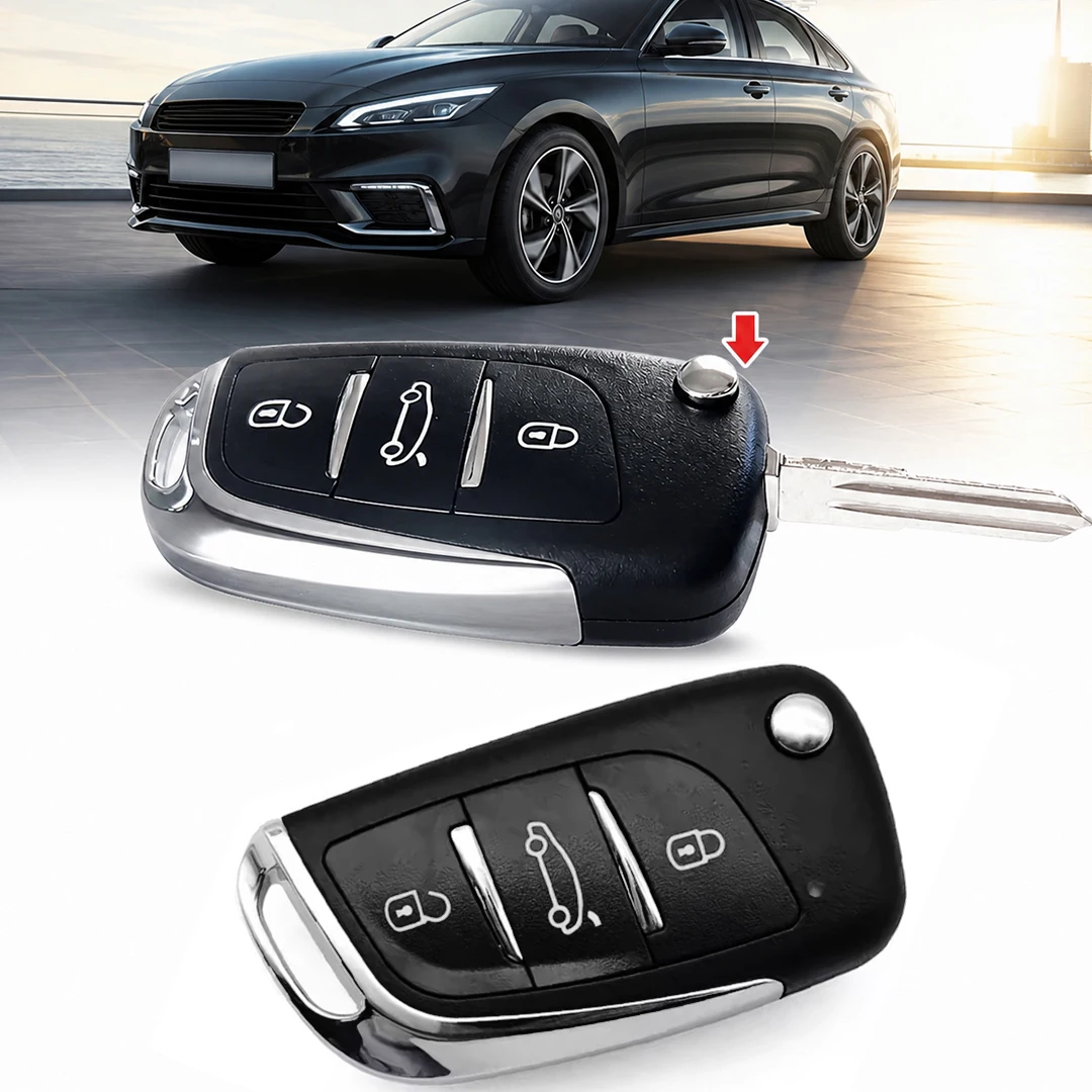 Folding Toy Car Key Fob with Key Chain Realistic 3 Button Lock Remote Replica Kids Gift Model Car Key Collectible Toy Accessorie