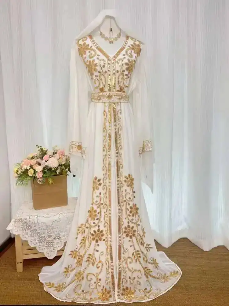 

Summer Thin Dubai Egypt Desert Travel Photo Robe Beaded Sequin Dress Two-Piece Set