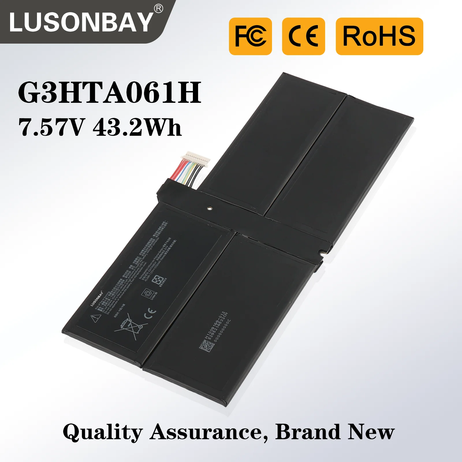 LUNSONBAY G3HTA061H Tablet Battery For Microsoft Surface Pro 7 1866 Series 7.57V 43.2WH 5702MAH