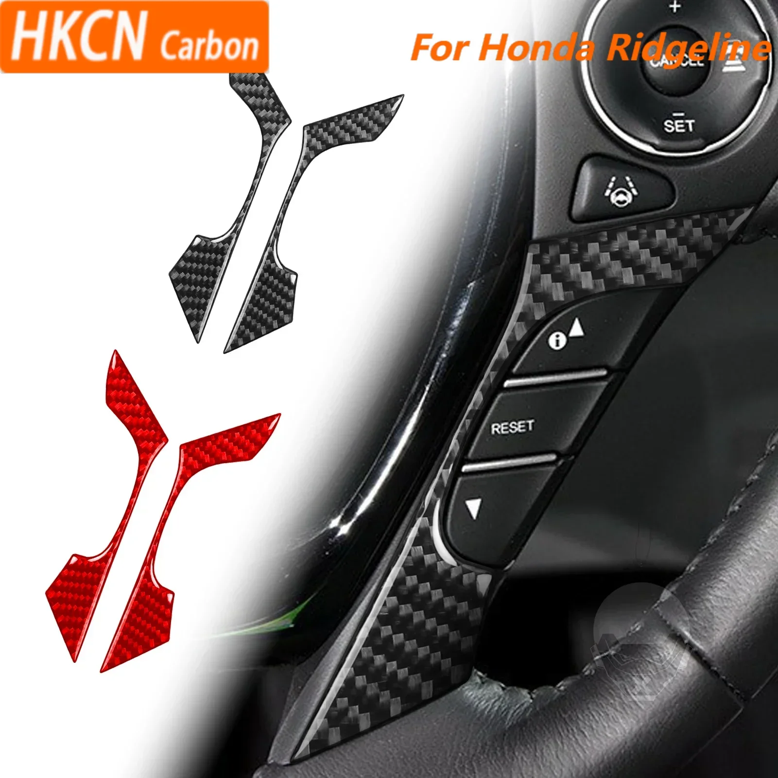 

For Honda Ridgeline Pilot Passport Car Accessories Carbon Fiber Steering Wheel Bottom Button Interior Cover Trim Sticker