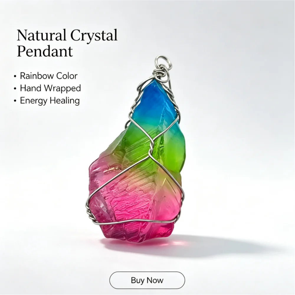 Natural Stone Colorful Crystal Irregular Shape Handmade Wire Wrapped Single-Hole Pendant DIY Accessories for Necklaces Earrings