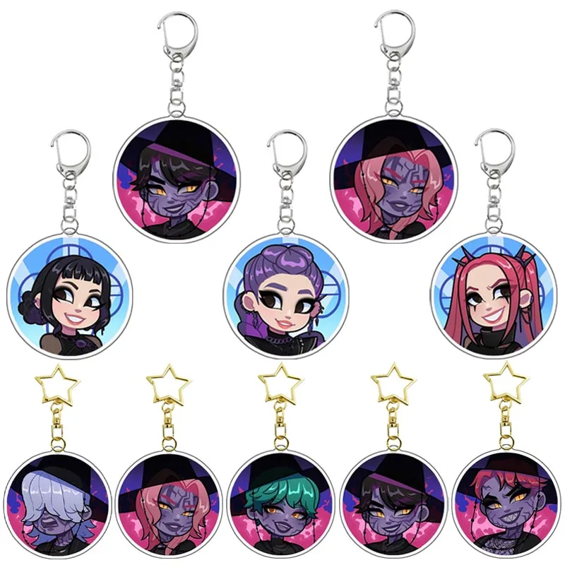 

Hot Kpop Demon Hunters Key Ring Huntrix Saja Boys Acrylic Keychain Accessories Zoey Jinu Mira Rumi Acrylic Pendant Fans Gifts