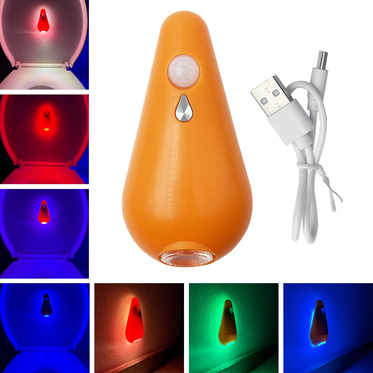 

7 цветов RGB ночник для унитаза с датчиком движения, светильник для унитаза, меняющий свет для украшения ванной комнаты, светодиодный перезаряжаемый светодиодный светильник
