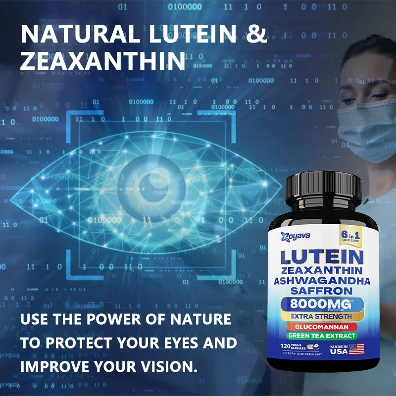 Lutein & Zeaxanthin, Saffron - Eye Vitamins, Eye Health Supplement for Adults, Glucomannan, Green Tea, Vision & Eye Support