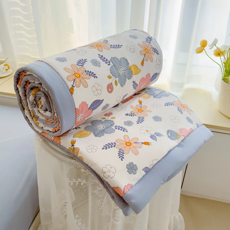 New Pastoral Style Cotton Summer Cooling Quilt 1pc 150/180/200cm Single Double bed Lightweight Breathable Machine Washable